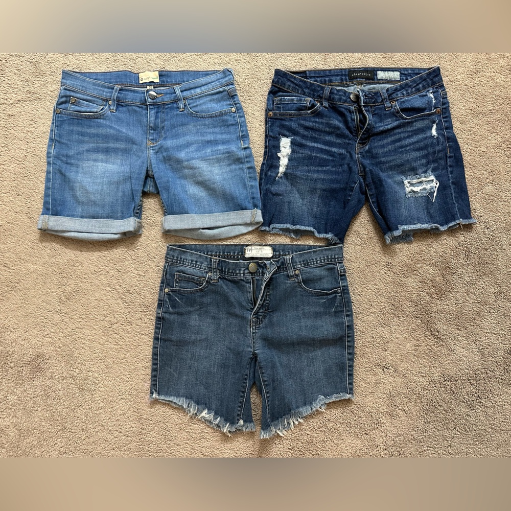 Set of Three Denim Shorts- Free People, Roxy and Aeropostale.